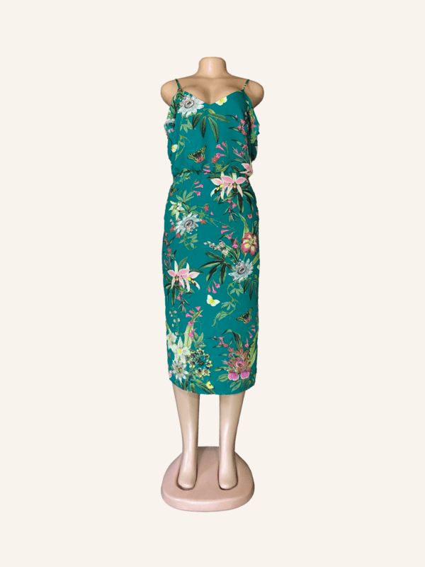 Oasis Floral Cold-Shoulder Midi Dress