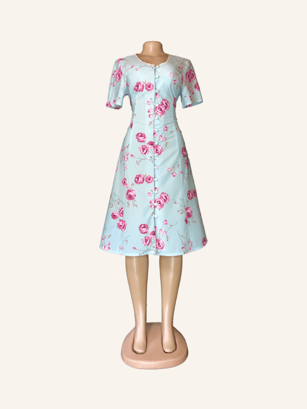 Canda Floral Flair Dress Button-up Front