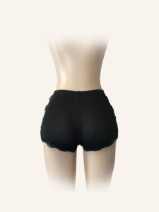 Ribbed Lounge Shorts with Lace Trim - Image 2