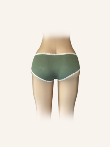 Olive Green Ribbed Lace Trim High-Rise Panties - Image 2