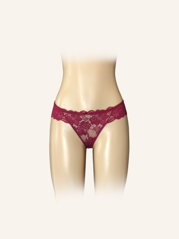 Luxury Floral Lace Briefs in Deep Burgundy