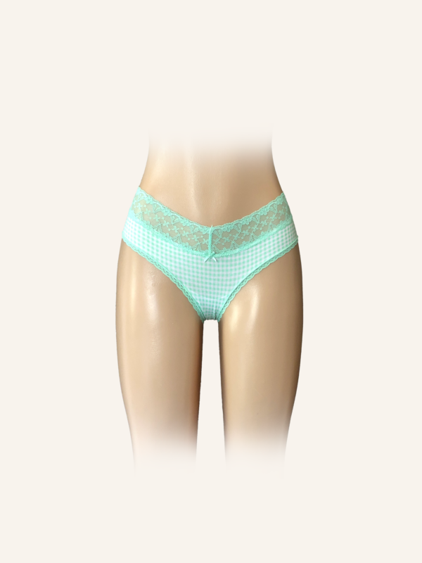 Gingham Lace-Trimmed Mid-Rise Briefs