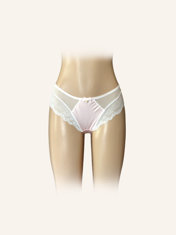 Blush Pink Satin & Lace Mid-Rise Panties