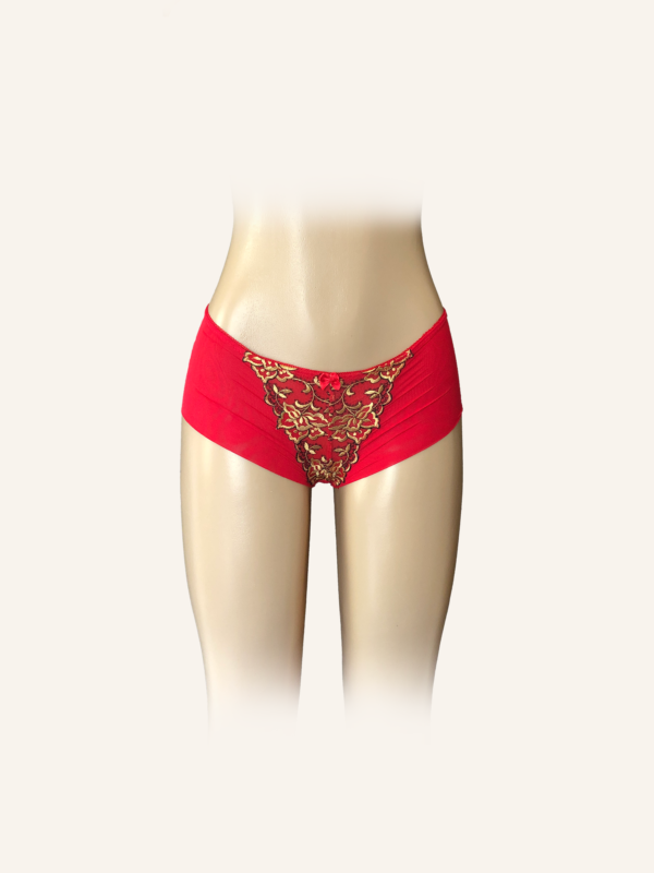 Luxurious Red Floral Embroidered Lace Panty