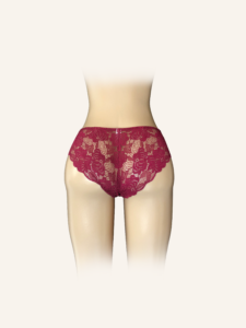 Luxury Floral Lace Briefs in Deep Burgundy - Image 2