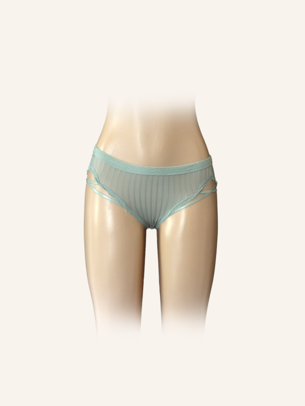 Elegant Lace-Trimmed Ribbed Briefs with Satin Accents