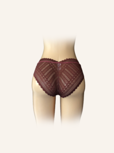 Burgundy Lace-Trimmed Satin Bikini Panty - Image 2