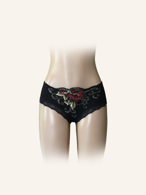 Elegant Black Floral Lace Panty