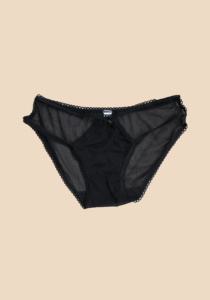 Sheer Black Mesh Bikini Panty with Lace Trim - Image 3