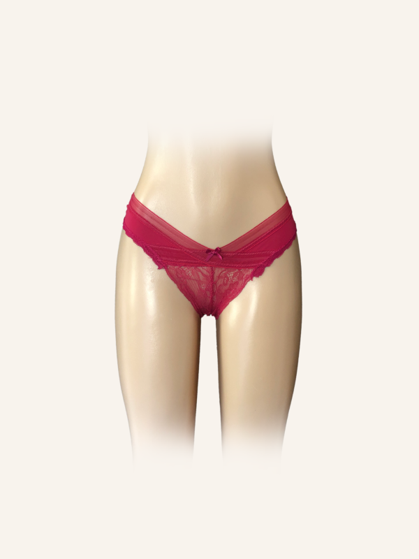 Deep Red Lace Crossover Bikini Panty