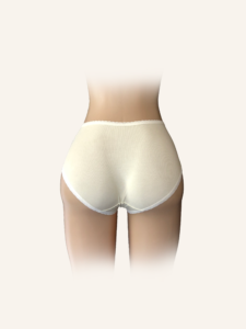 High-Waist Cotton Briefs with Lace Trim - Ivory - Image 2