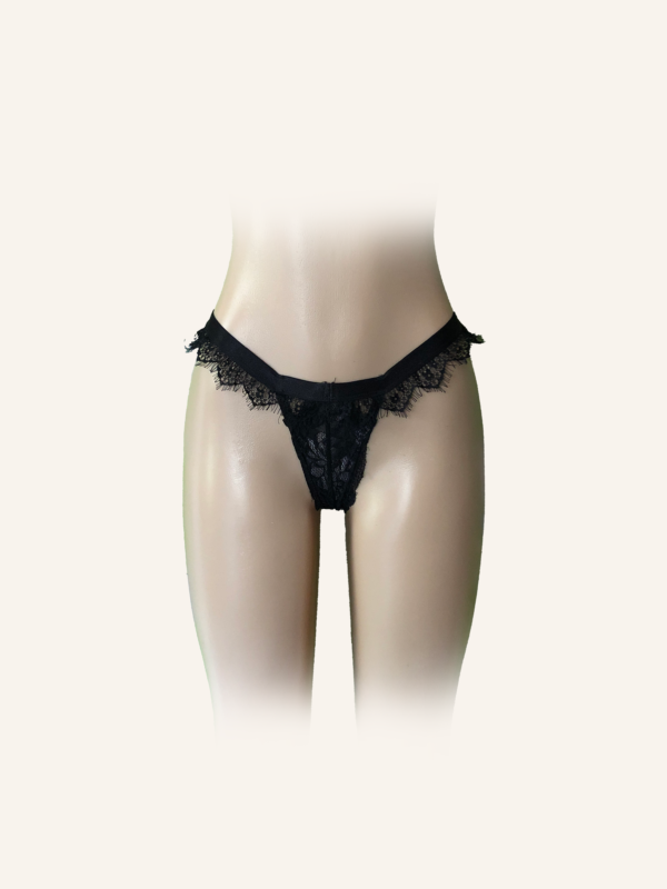 Black Lace Frill Thong