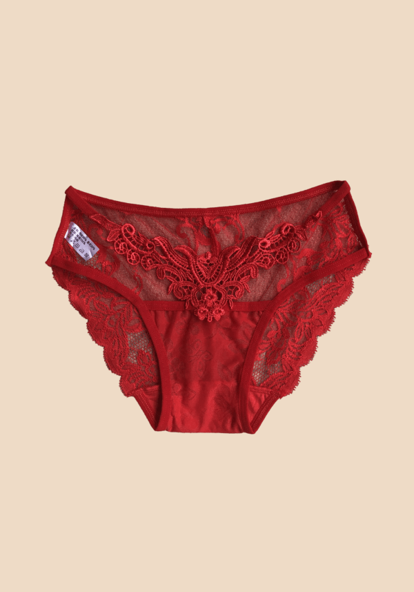 Elegant Red Lace Bikini Panties