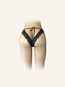 Black Lace Open-Back Ribbon Tie Panty - Image 2